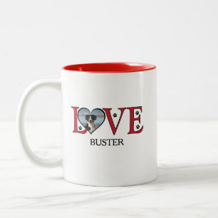 Süße Liebeswörter mit Hunde-Foto Zweifarbige Tasse