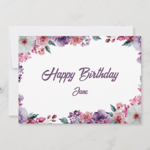 Süße lila Aquarell-Elegante Wildblumen Karte