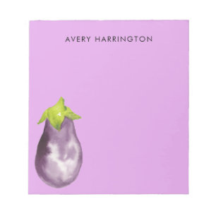 Süße lila Aubergine violette Wasserfarbe-Eggplant Notizblock