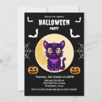 Süße lila Cartoon-Katze Kinder-Halloween-Party