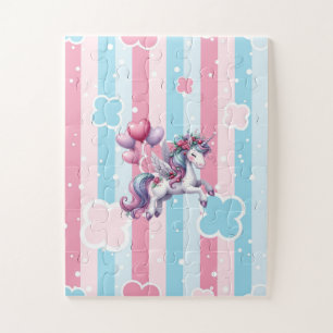 Süße lila Einhorn-Streifen-Pastellfarben-Puzzles  Puzzle