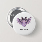 Süße lila Fledermaus Halloween Buntstift-Illustrat Button (Vorne & Hinten)