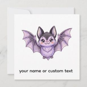 Süße lila Fledermaus Halloween Buntstift Illustrat Einladung