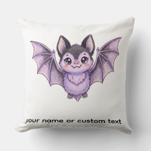 Süße lila Fledermaus Halloween Buntstift Illustrat Kissen