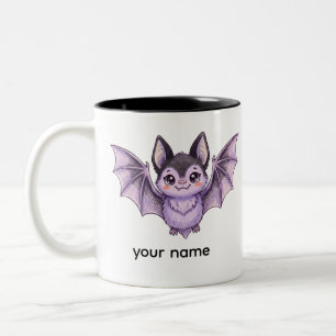 Süße lila Fledermaus Halloween Buntstift Illustrat Zweifarbige Tasse
