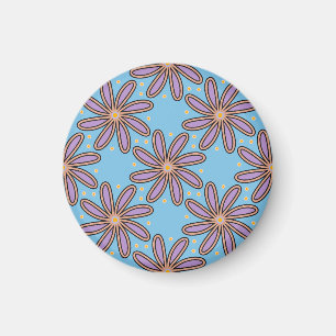 Süße lila Gänseblümchen auf Blau Magnet
