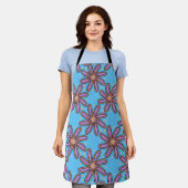 Süße lila Gänseblümchen auf Blau Schürze (Getragen)