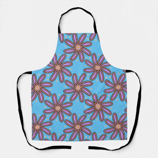 Süße lila Gänseblümchen auf Blau Schürze (Vorderseite)