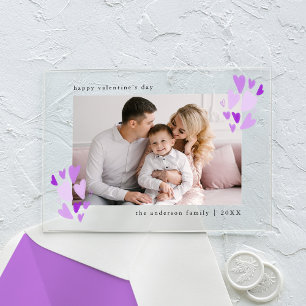 Süße lila Herzen Foto Valentinstag Acryleinladungen