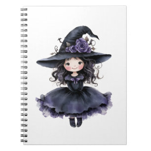 Süße lila Hexe Halloween-Spiralblock Notizblock