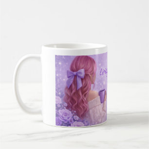 Süße lila Kaffeetasse Weibliches magisches Gesch