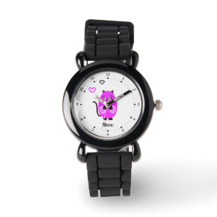 Süße lila Katze Armbanduhr
