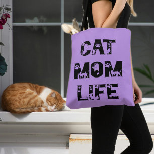 Süße lila Katze Mutter Leben Modernes Chic Muttert Tasche