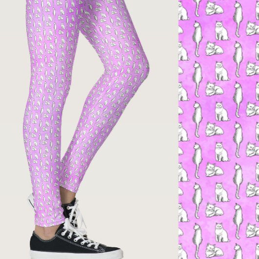 Süße lila Katzen verspieltes Muster Leggings