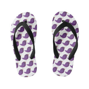 Süße lila kleine Vogelillustration Kinderbadesandalen