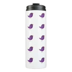 Süße lila kleine Vogelillustration Thermosbecher