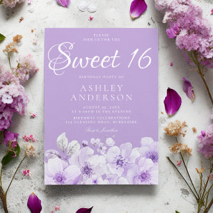 Süße lila Lavendel Veilchen Sweet 16 Geburtstag  Einladung