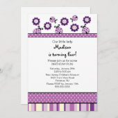 Süße lila Marienkäfer-Geburtstags-Einladung Einladung (Vorne/Hinten)