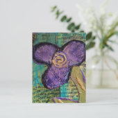 Süße lila Mixed-Media-Blume Postkarte (Stehend Vorderseite)