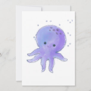 Süße lila Oktopus-Malerei Feiertagskarte