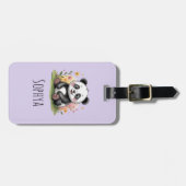 Süße lila Panda-Mädchen-Kinder Gepäckanhänger (Vorderseite horizontal)