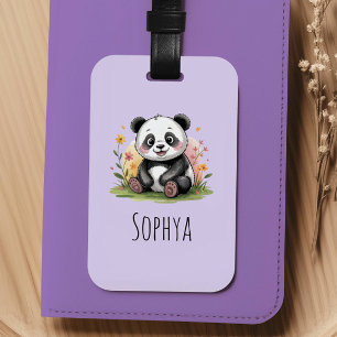 Süße lila Panda-Mädchen-Kinder Gepäckanhänger