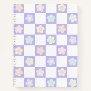 Süße lila Pastell-Blumen Karo Notizblock