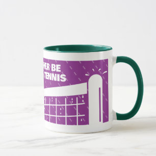 Süße lila und grüne Kaffeetasse für Tennisliebhabe