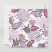 Süße Lila Vögel Blumengarten Hochzeit Einladung (Rückseite)