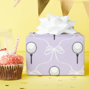 Süße lila weiße Schleife Golf Muster Geschenkpapie Geschenkpapier