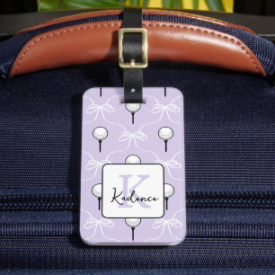 Süße lila weiße Schleife Golf Muster Monogramm Gepäckanhänger