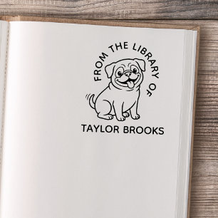 Süße Linienkunst-Mops aus der Bibliothek von Bookp Gummistempel