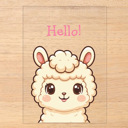 Süße Llama-Illustrationsdesign Acryleinladungen (Vorderseite)