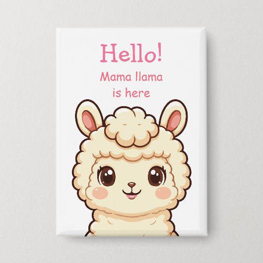 Süße Llama-Illustrationsdesign Button (Vorderseite)