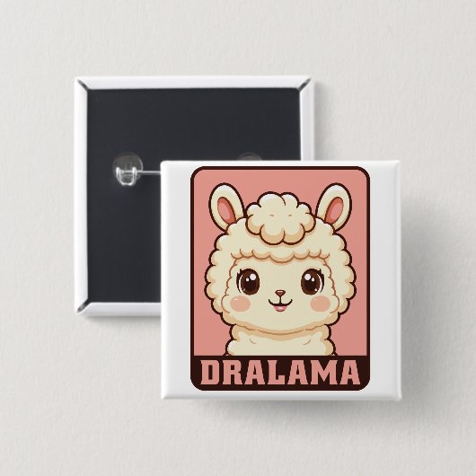 Süße Llama-Illustrationsdesign Button (Vorne & Hinten)
