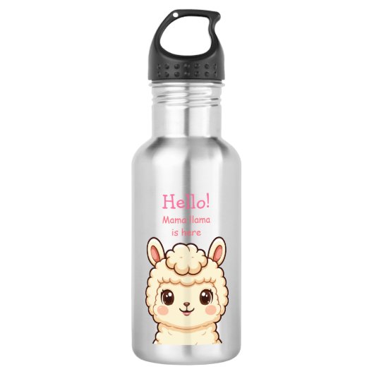 Süße Llama-Illustrationsdesign Edelstahlflasche (Vorderseite)