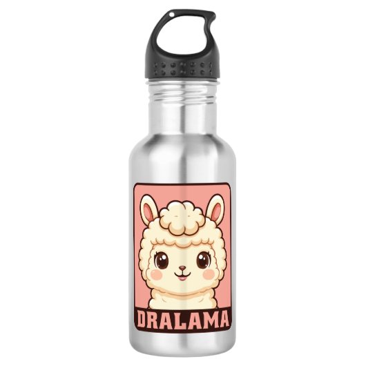 Süße Llama-Illustrationsdesign Edelstahlflasche (Vorderseite)