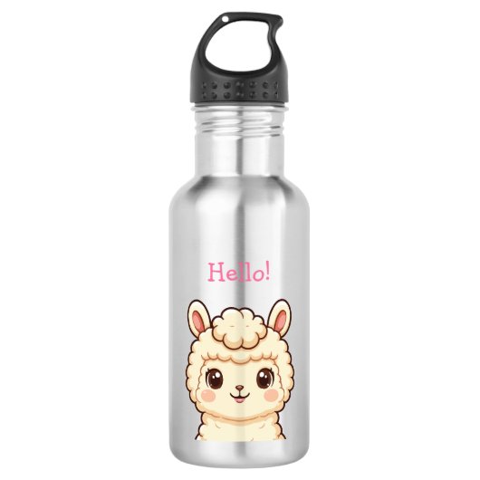 Süße Llama-Illustrationsdesign Edelstahlflasche (Vorderseite)