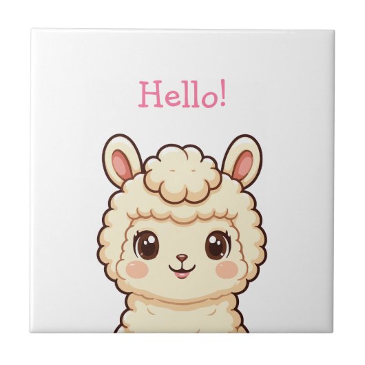 Süße Llama-Illustrationsdesign Fliese (Vorderseite)