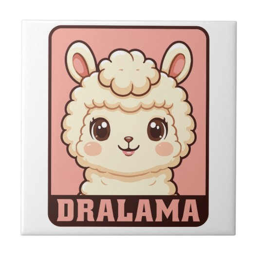 Süße Llama-Illustrationsdesign Fliese (Vorderseite)