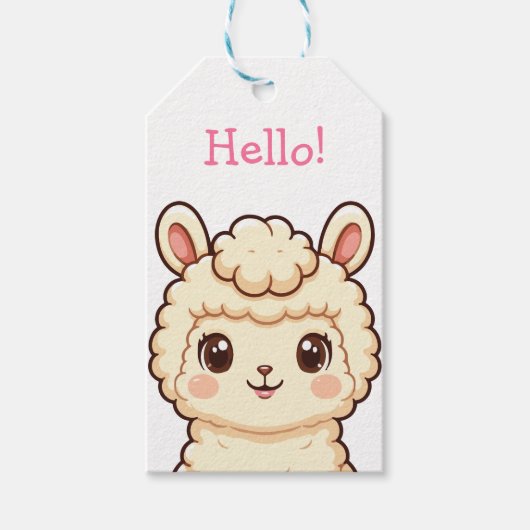 Süße Llama-Illustrationsdesign Geschenkanhänger (Vorderseite)