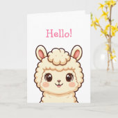 Süße Llama-Illustrationsdesign Karte (Gelbe Blume)