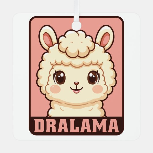 Süße Llama-Illustrationsdesign Ornament Aus Metall (Vorderseite)