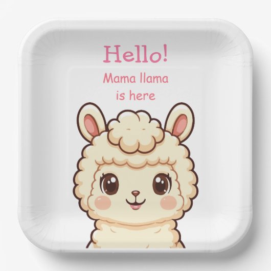 Süße Llama-Illustrationsdesign Pappteller (Vorderseite)