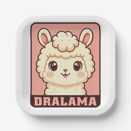 Süße Llama-Illustrationsdesign Pappteller (Vorderseite)