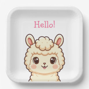 Süße Llama-Illustrationsdesign Pappteller