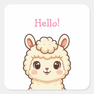 Süße Llama-Illustrationsdesign Quadratischer Aufkleber