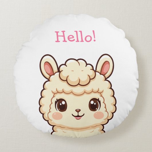 Süße Llama-Illustrationsdesign Rundes Kissen (Vorderseite)