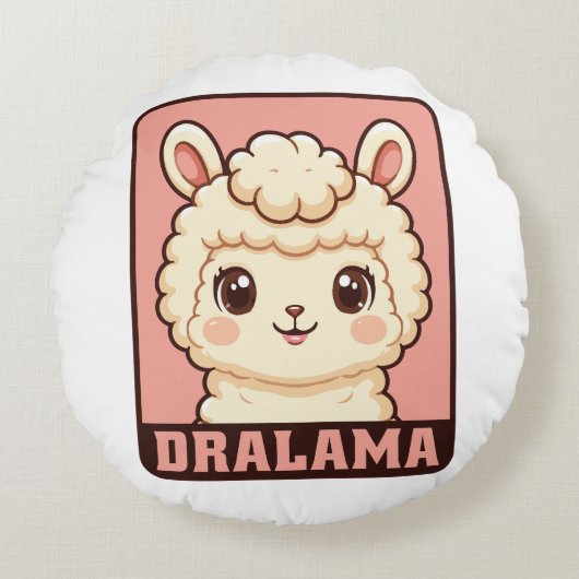 Süße Llama-Illustrationsdesign Rundes Kissen (Vorderseite)