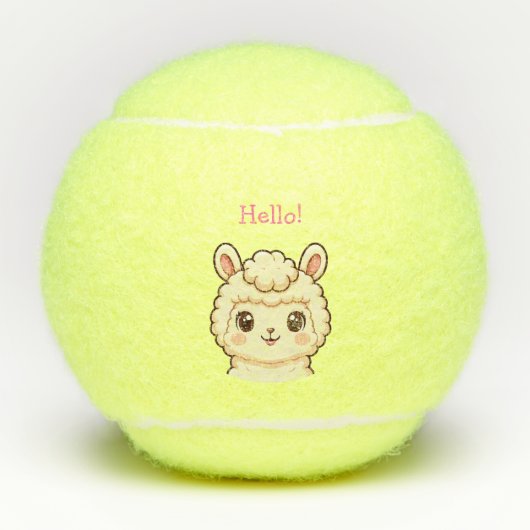 Süße Llama-Illustrationsdesign Tennisbälle (Vorderseite)